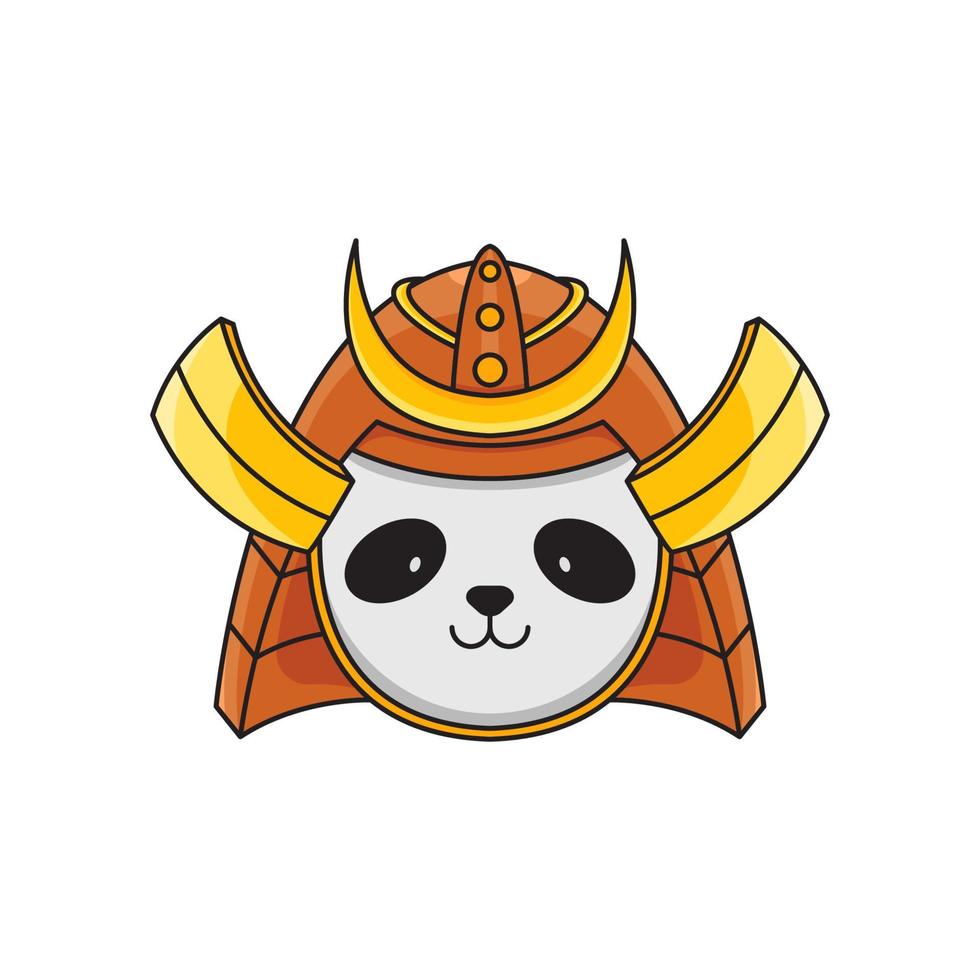 simpatica illustrazione della mascotte del panda samurai vettore