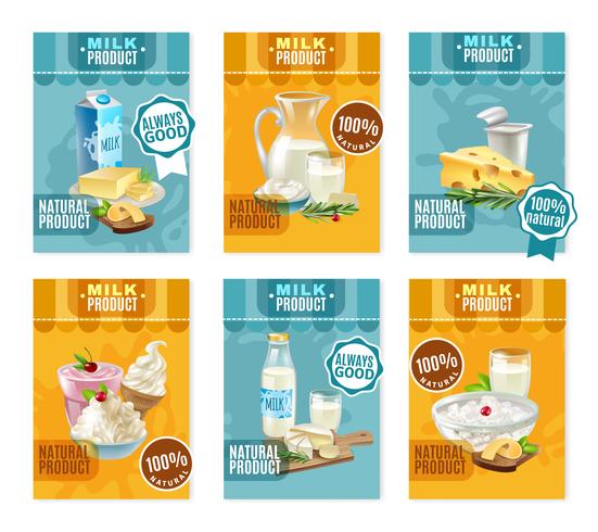Set di banner di prodotti lattiero-caseari vettore