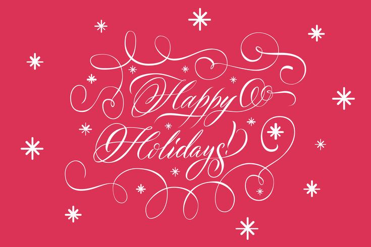 Lettering Happy Holidays White On Red vettore