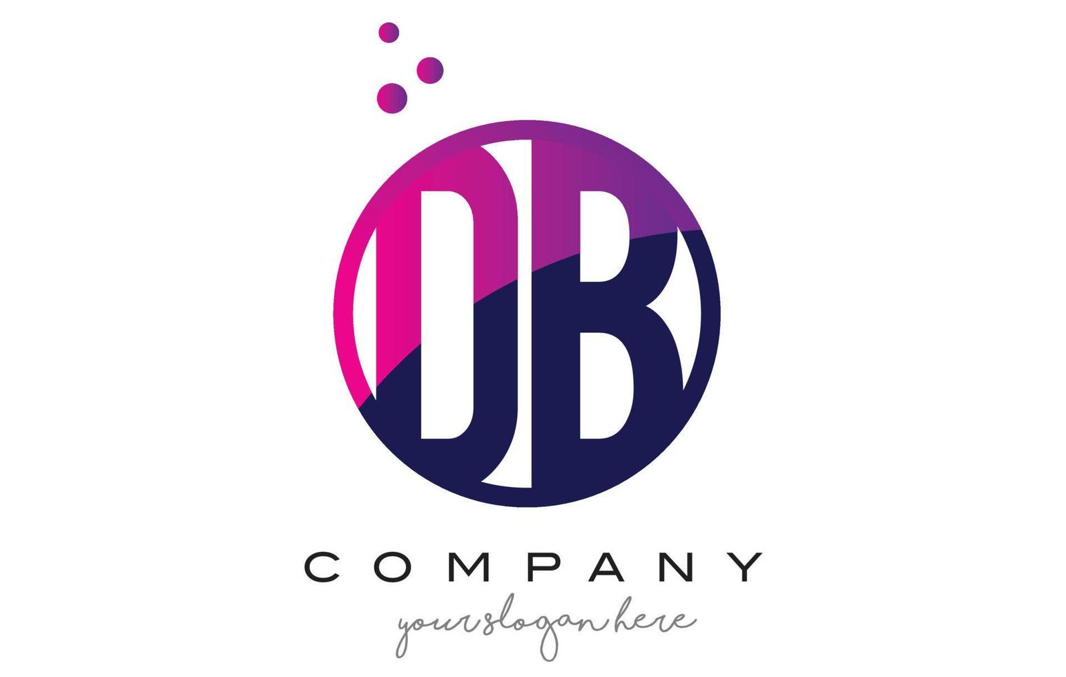 db db cerchio lettera logo design con bolle di punti viola vettore