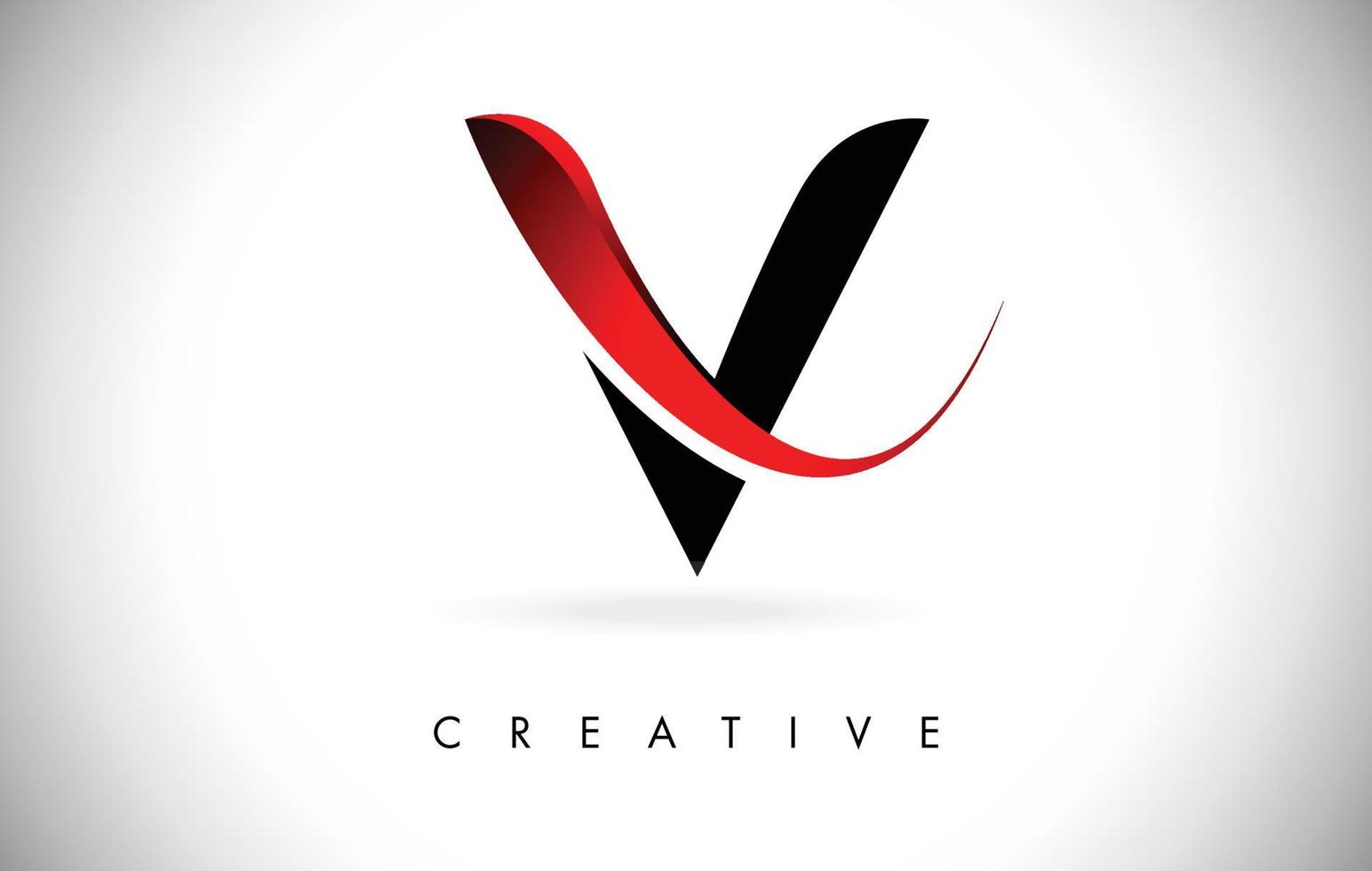 logo del design della lettera v. logo icona lettera v con swoosh moderno vettore