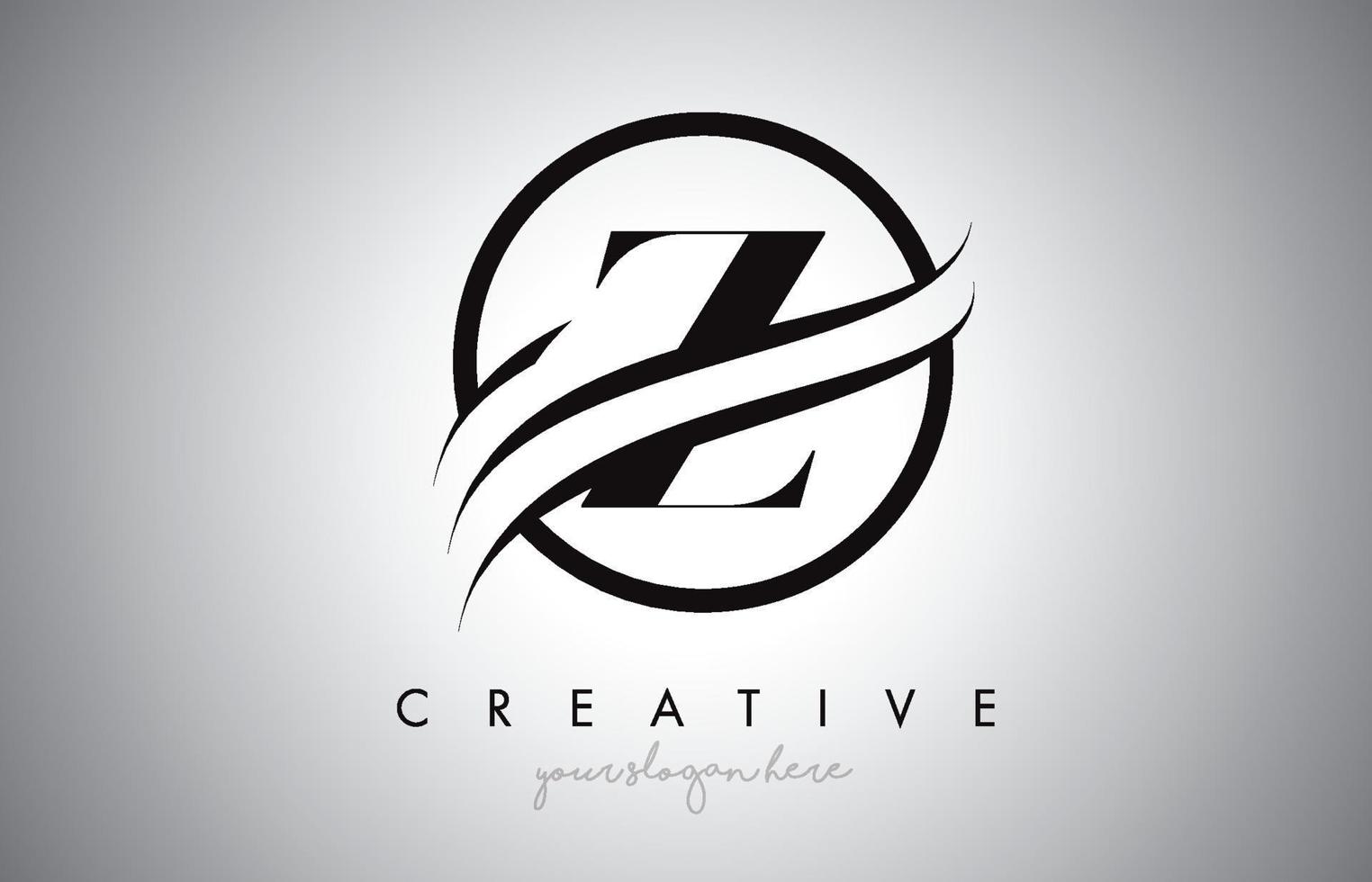design del logo della lettera z con bordo swoosh circolare e design creativo dell'icona. vettore