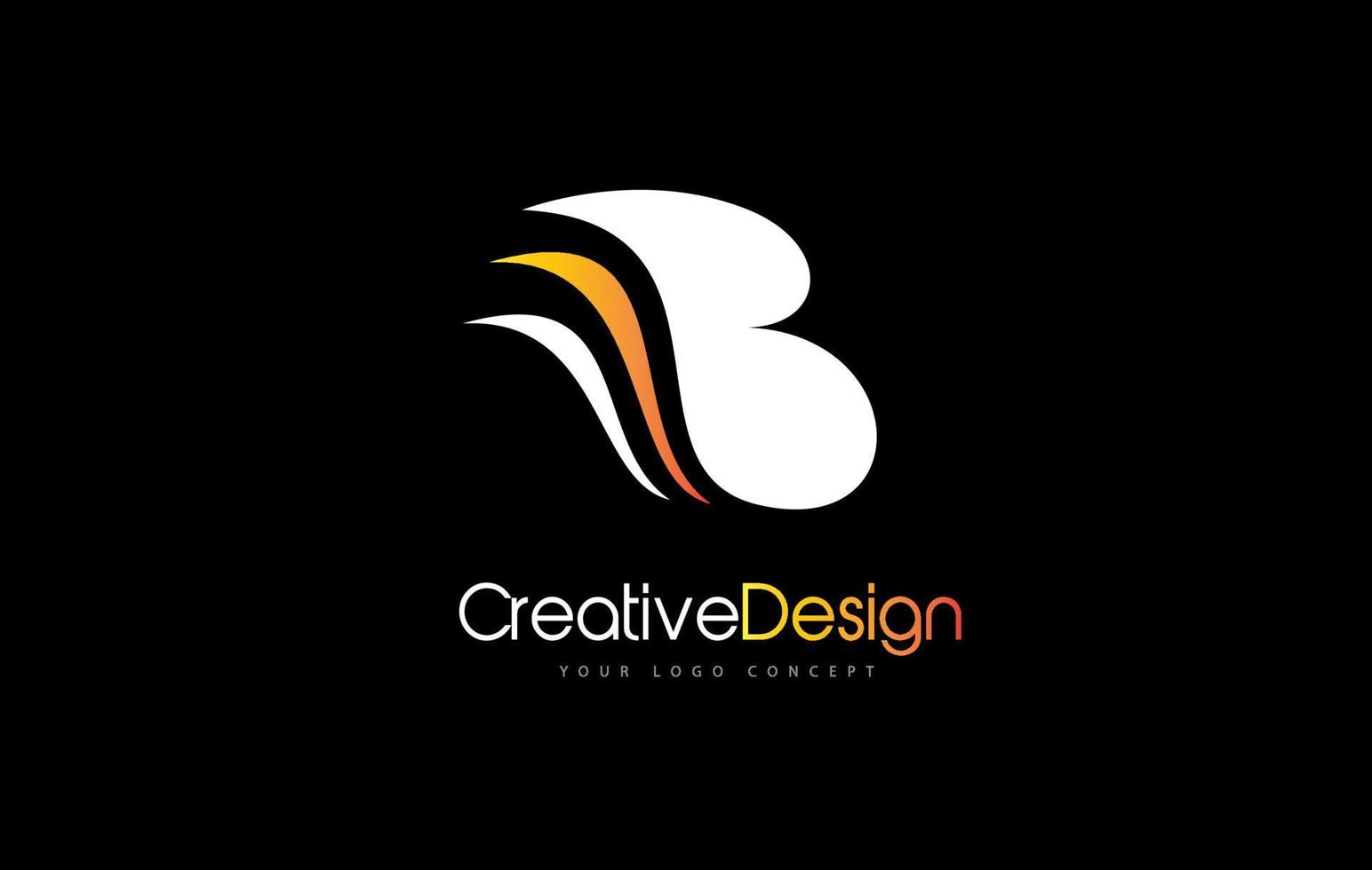 lettera b logo icona del design con moderno swoosh arancione creativo. vettore di design moderno lettera b