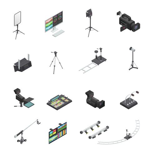 Set di icone di apparecchiature di radiodiffusione vettore