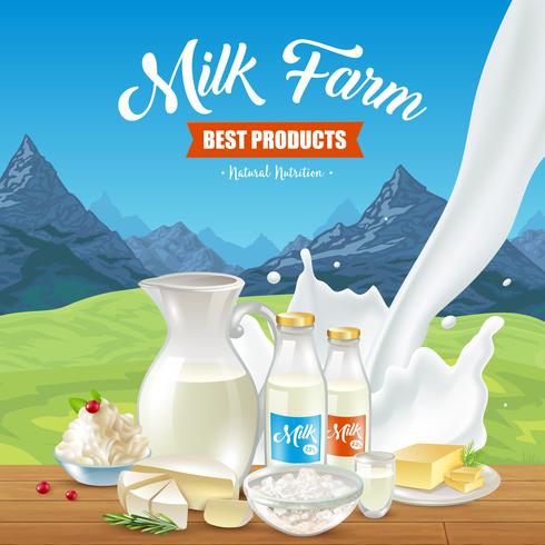 Poster di prodotti naturali al latte vettore