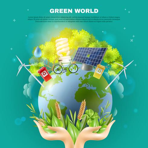 Manifesto della composizione di concetto di ecologia del mondo verde vettore