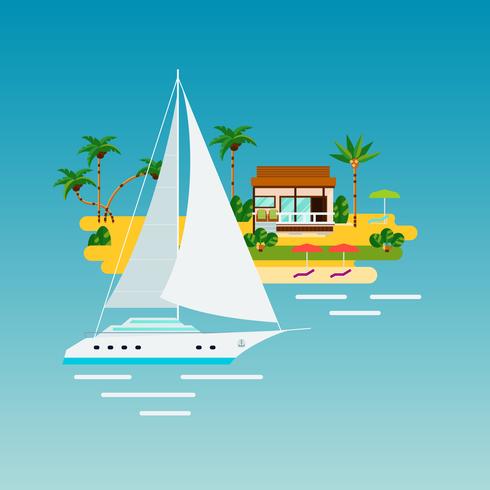 Composizione di vacanza Yacht tropicale vettore
