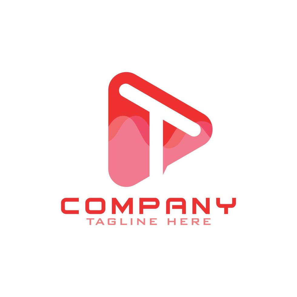 logo moderno marchio lettera t logo con pulsante di riproduzione e vettore d'onda gratis