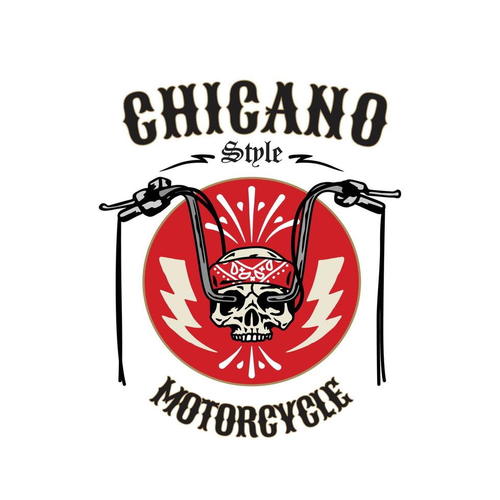 vettore dell'illustrazione del distintivo del logo del garage della moto d'epoca di chicano