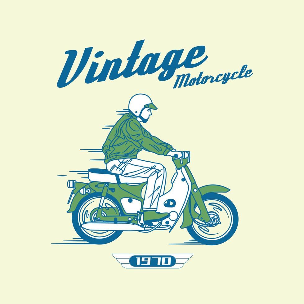vettore dell'illustrazione del distintivo del logo della motocicletta del giappone classico vintage