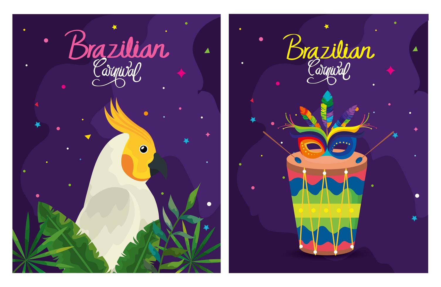 set poster del brasile con decorazioni vettore