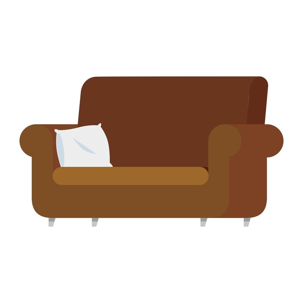 comodo divano con cuscino isolato icona vettore