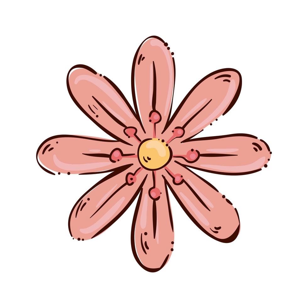 icona isolata di colore rosa fiore carino vettore