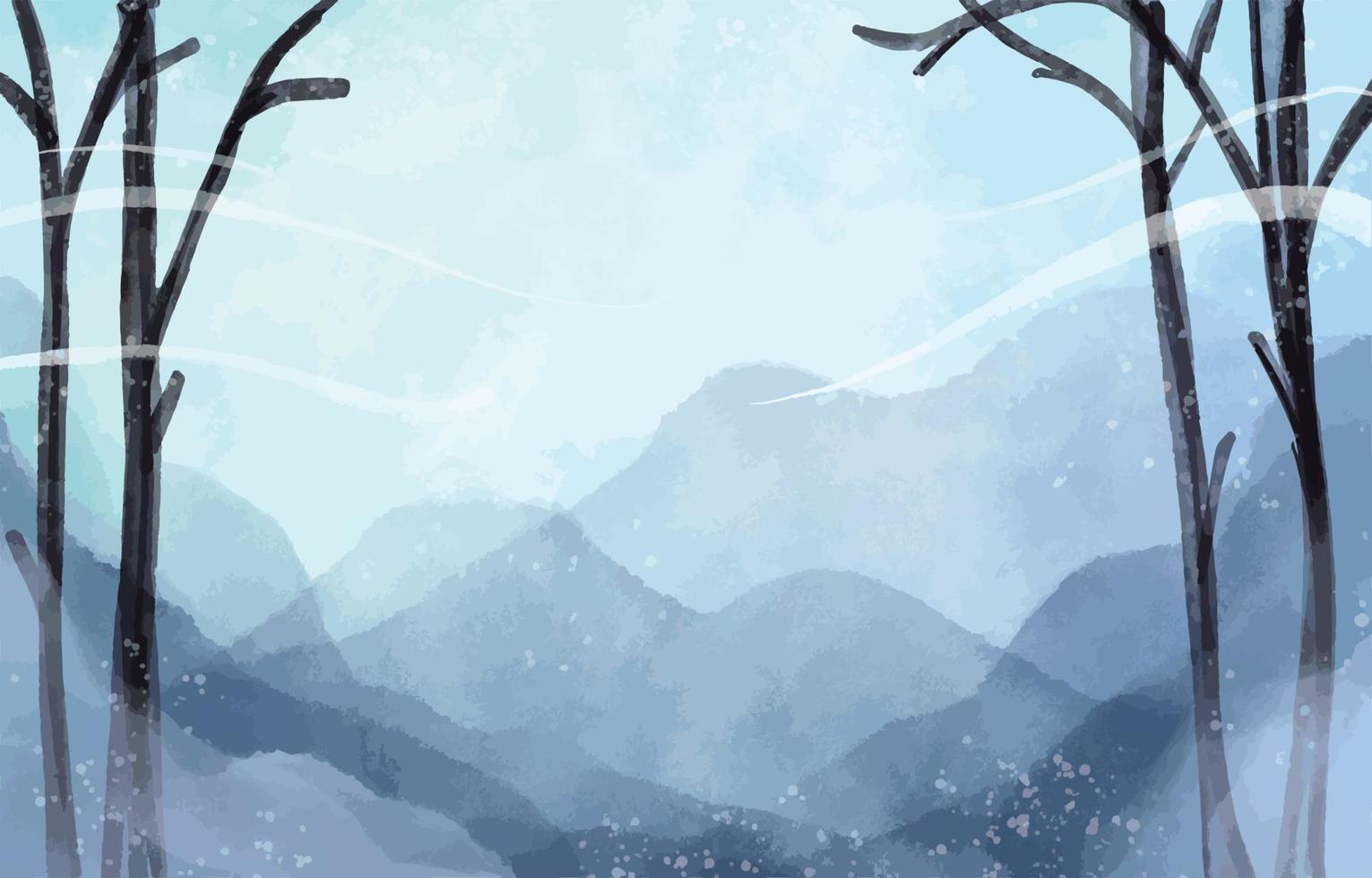 sfondo acquerello paesaggio di montagna vettore