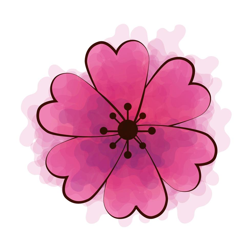 icona isolata di colore rosa fiore carino vettore