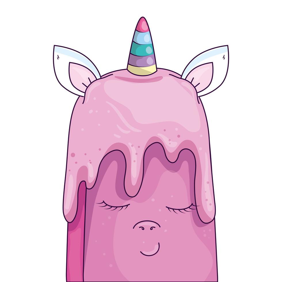 carino e delizioso gelato unicorno stile kawaii vettore