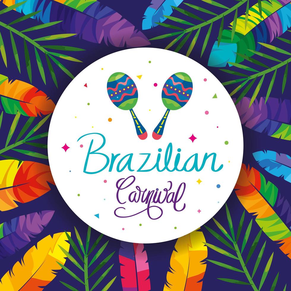 poster del carnevale brasiliano con maracas e decorazioni vettore