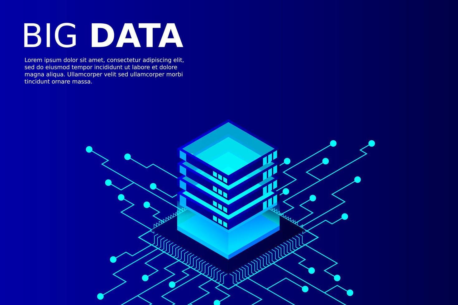 concetto di grande stazione energetica per l'elaborazione dei dati del futuro data center rack della sala server vettore