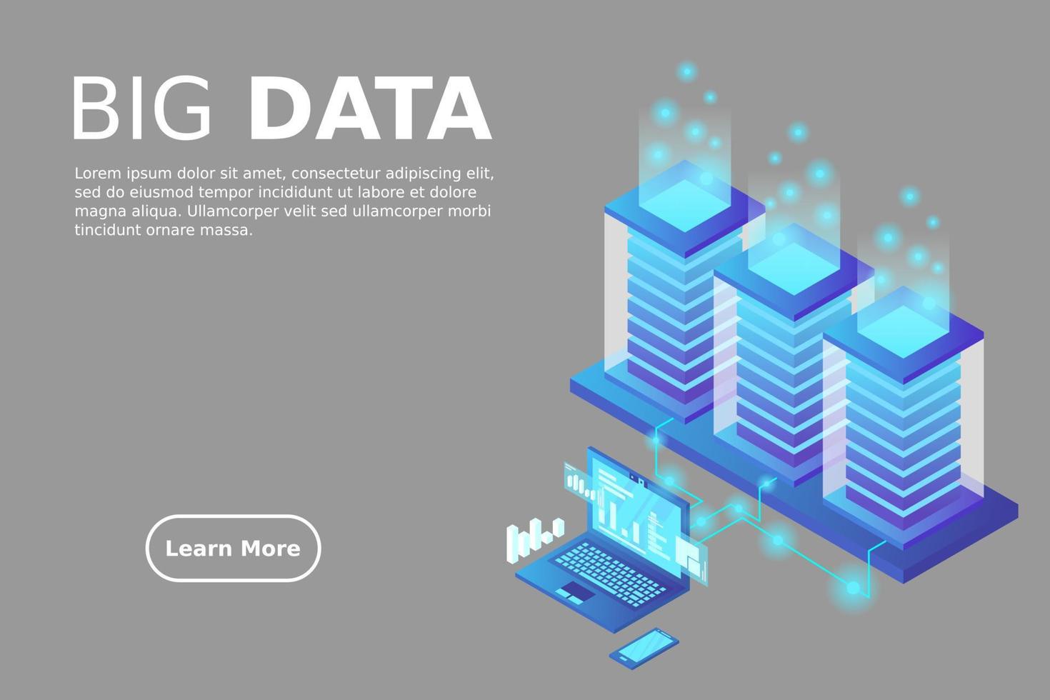 mainframe, server alimentato, concetto di alta tecnologia, data center, archiviazione dati cloud vettore