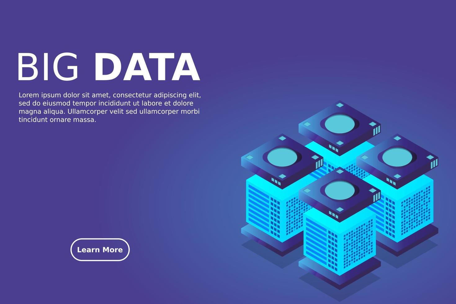 concetto di grande stazione energetica per l'elaborazione dei dati del futuro data center rack della sala server vettore