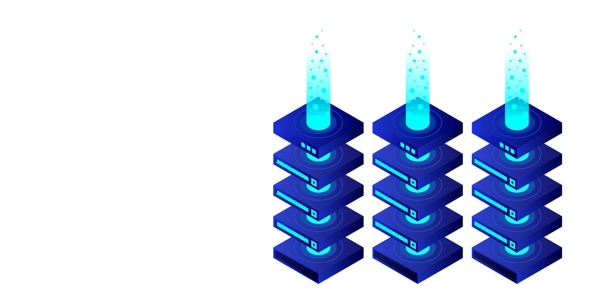 mainframe, server alimentato, concetto di alta tecnologia, data center, archiviazione dati cloud vettore