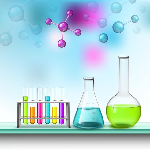 Composizione di tubi e molecole di colore vettore