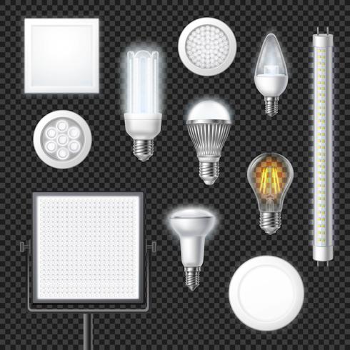 Set completo realistico di lampade a led vettore