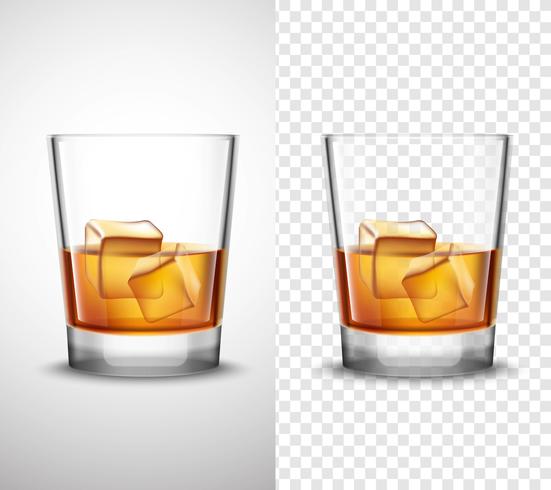 Whisky Shots Glassware Bandiere realistiche trasparenti vettore