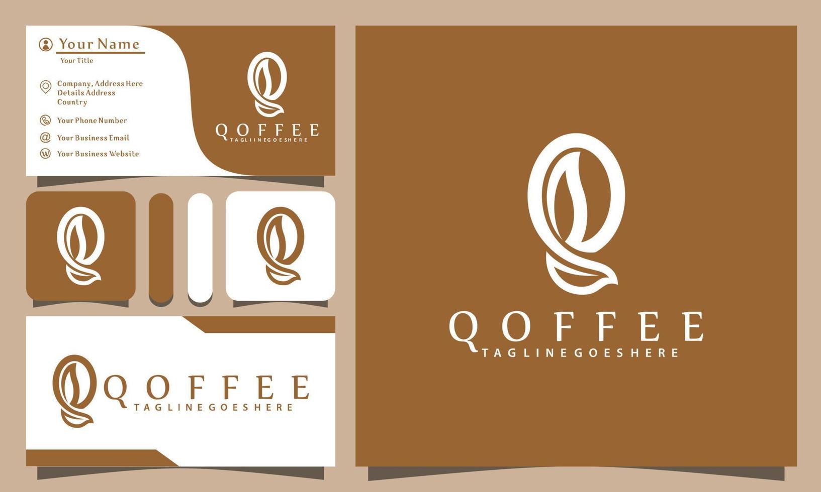 lettera q loghi della caffetteria design illustrazione vettoriale con modello di biglietto da visita vintage e moderno in stile line art