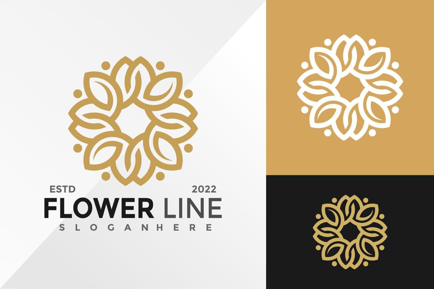 modello di illustrazione vettoriale di design del logo della linea di fiori