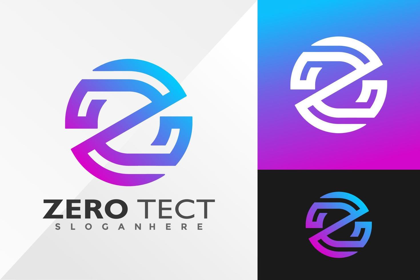 lettera z zero tecnologia logo design illustrazione vettoriale template