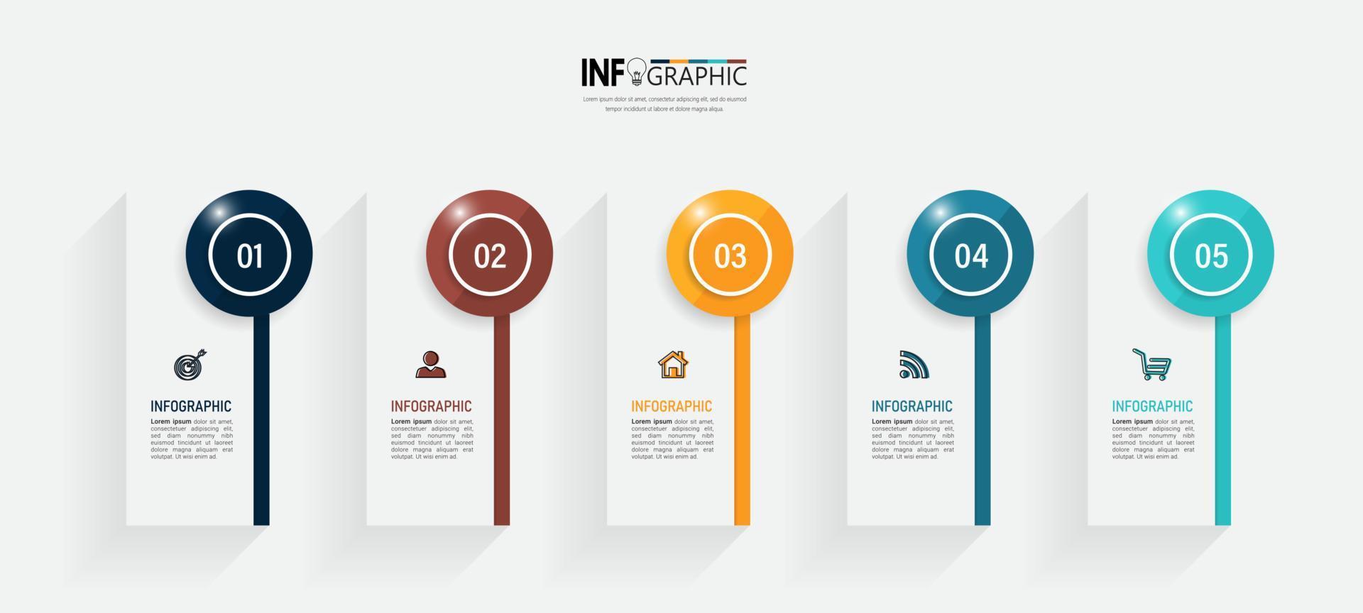 Modello di infografica aziendale in 5 passaggi vettore