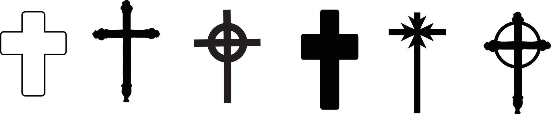 collezione di icone della croce cristiana. illustrazione vettoriale