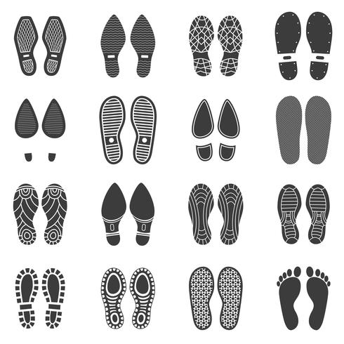 Scarpe Footprint Icons vettore