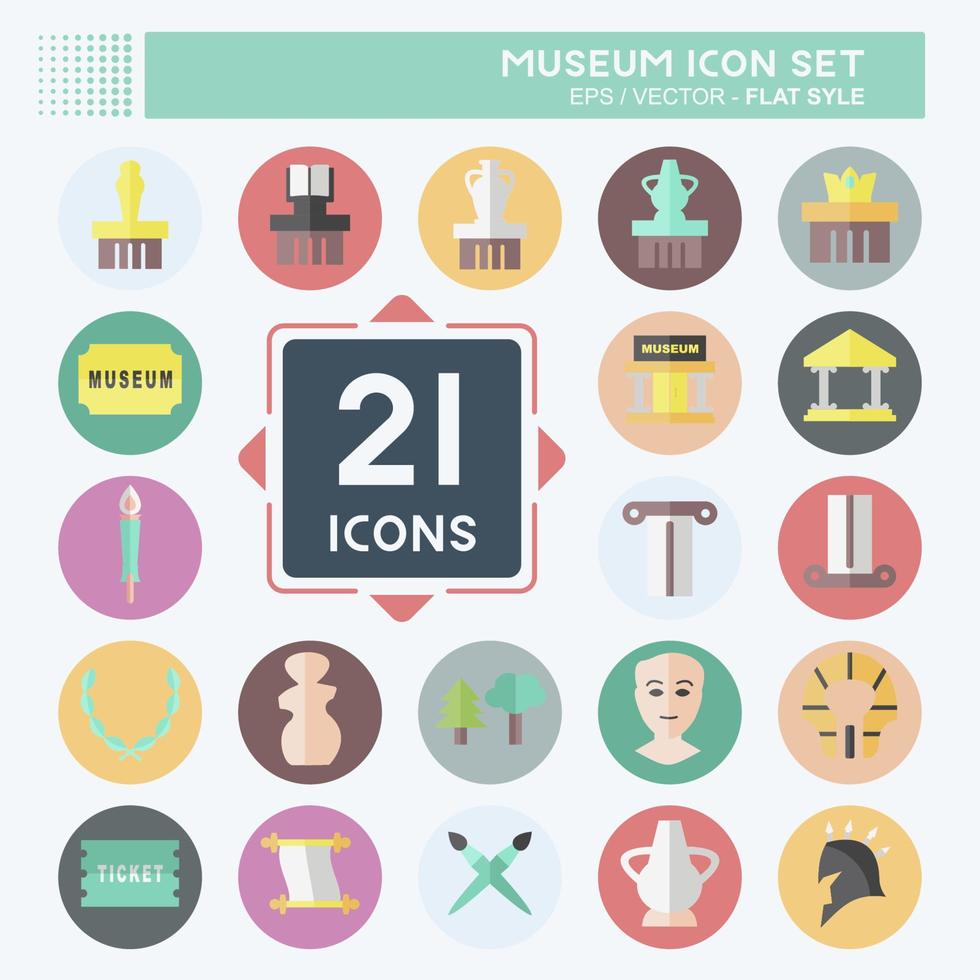 set di icone museo - stile piatto - illustrazione semplice, buono per stampe, annunci, ecc vettore