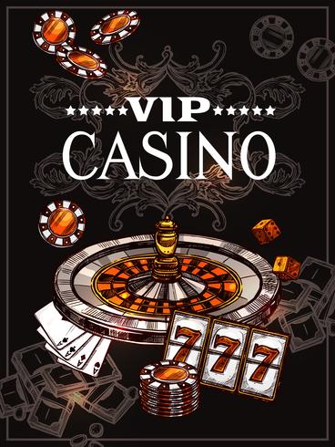 Sketch Poster di casinò vettore