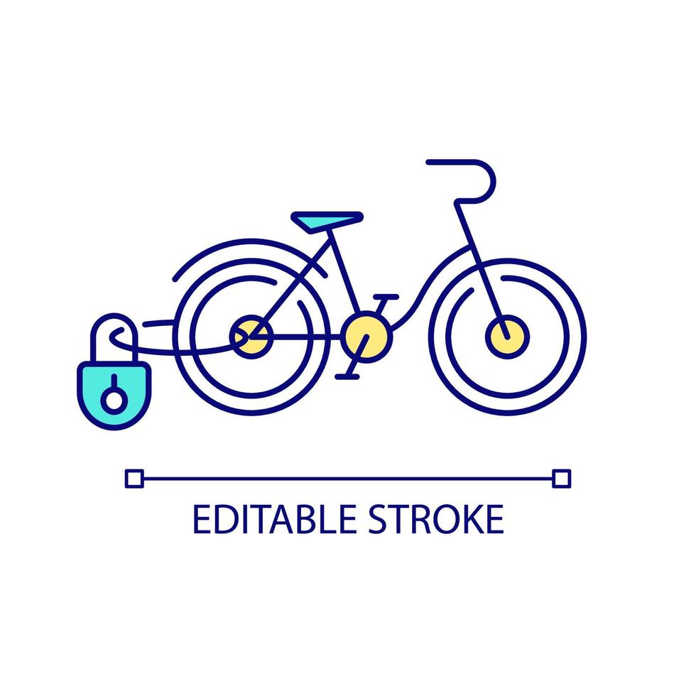 lucchetto per bici per la sicurezza icona a colori rgb. proteggere il veicolo dai ladri. lasciando la bicicletta fuori. blocco del cavo. prevenire i furti. illustrazione vettoriale isolato. semplice disegno a tratteggio pieno. tratto modificabile