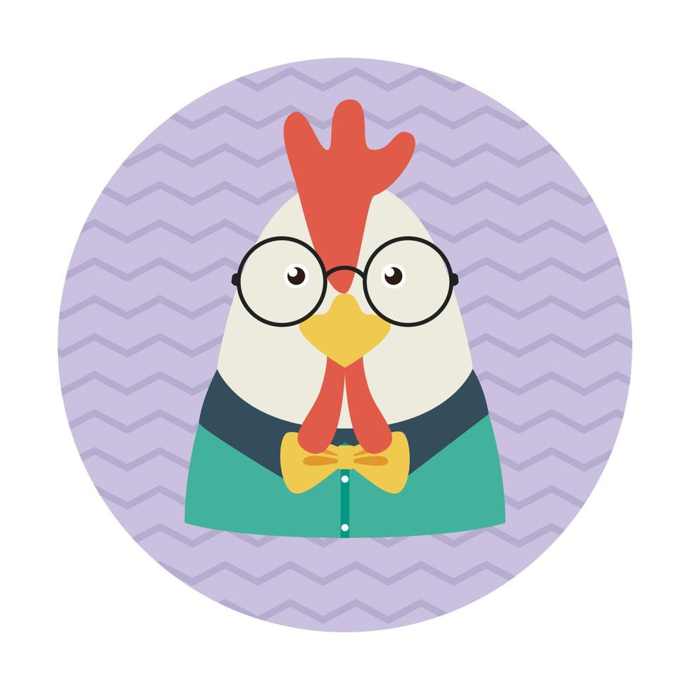 avatar di pollo hipster vettore