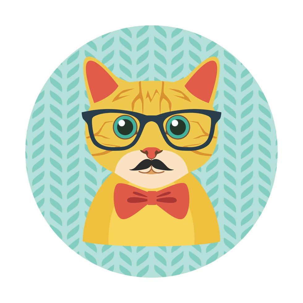 avatar gatto hipster vettore