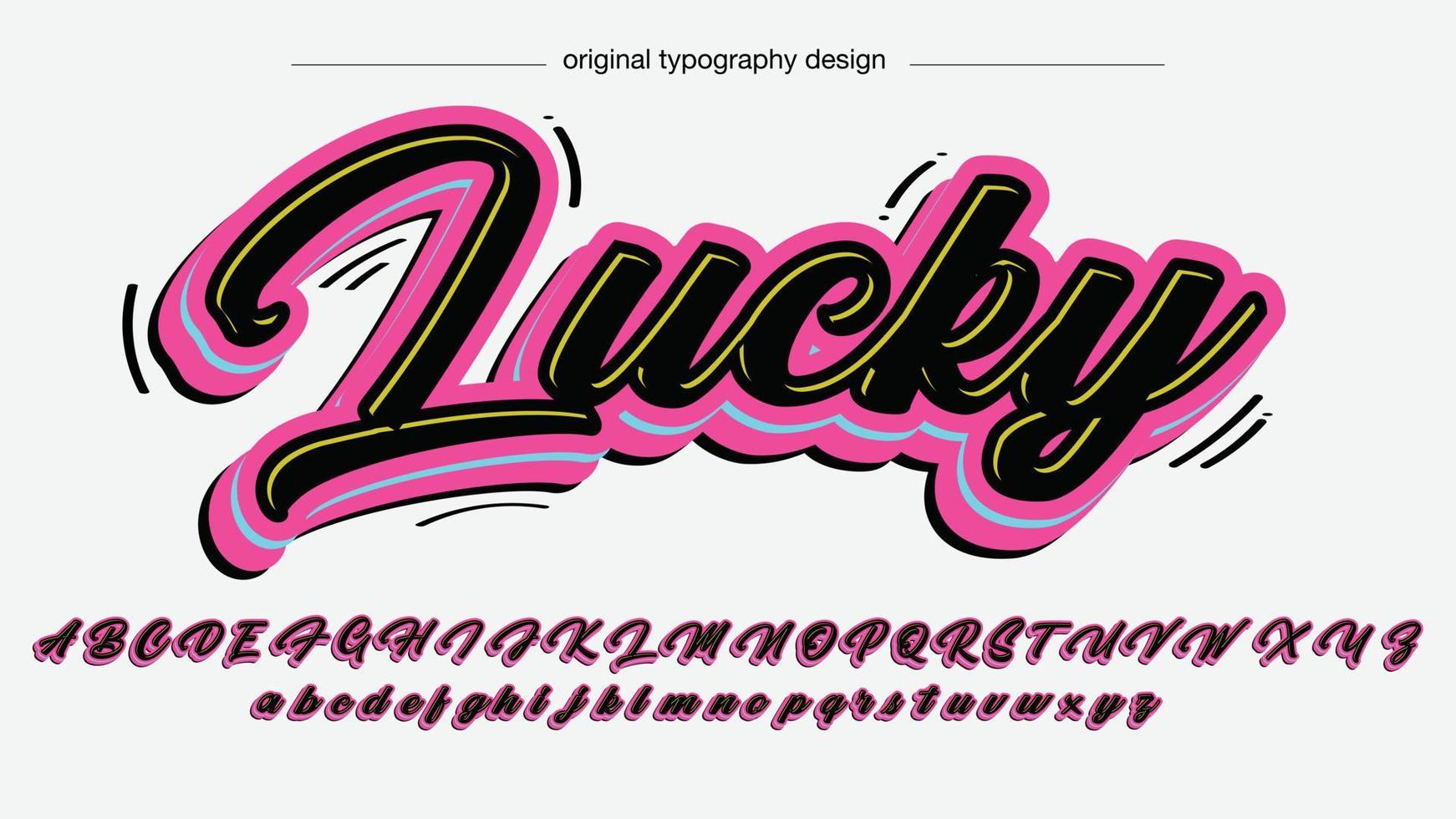 lettere isolate 3d di calligrafia moderna rosa e nera vettore