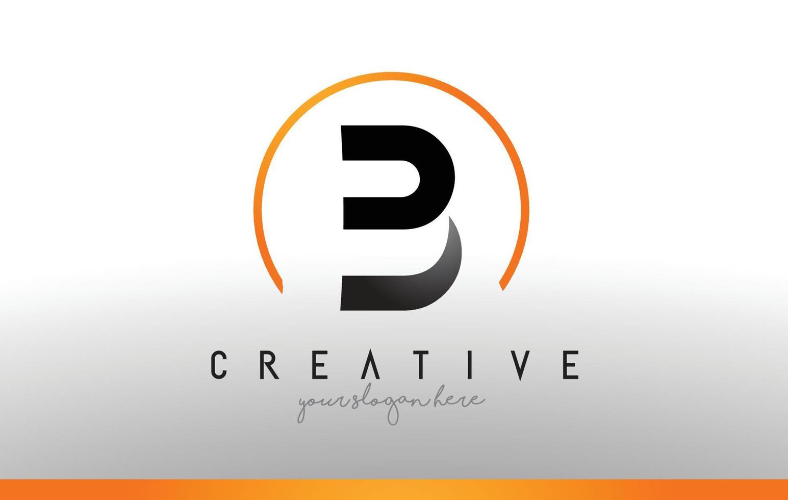 b lettera logo design con colore arancio nero. modello di icona moderna cool. vettore