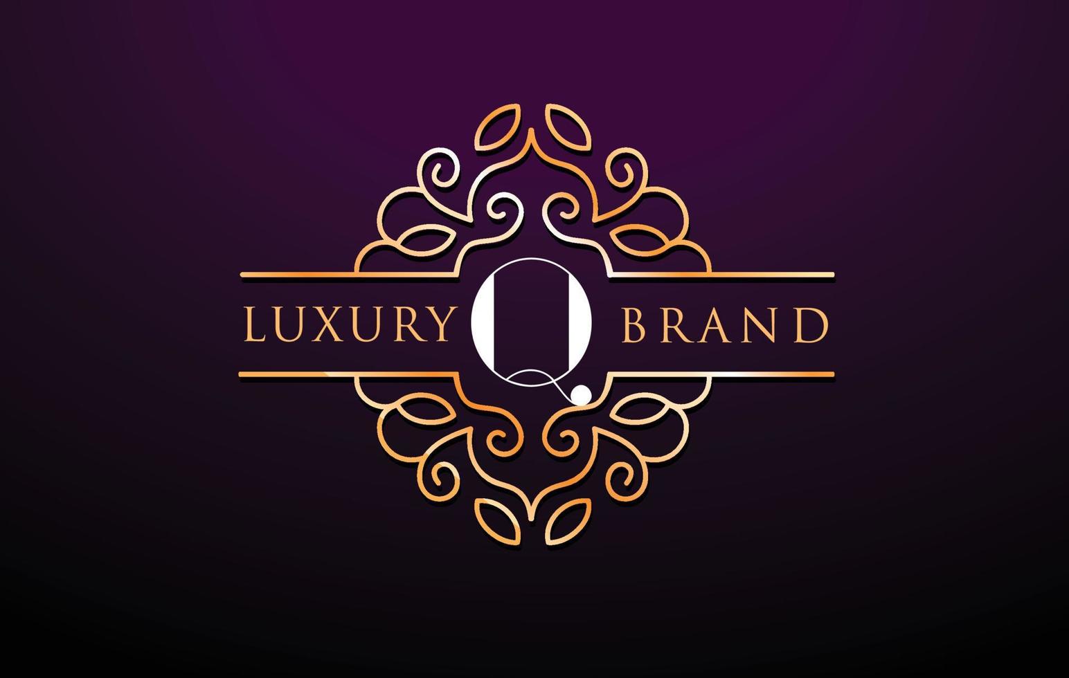 q lettera logo luxury.royal monogramma design vettore