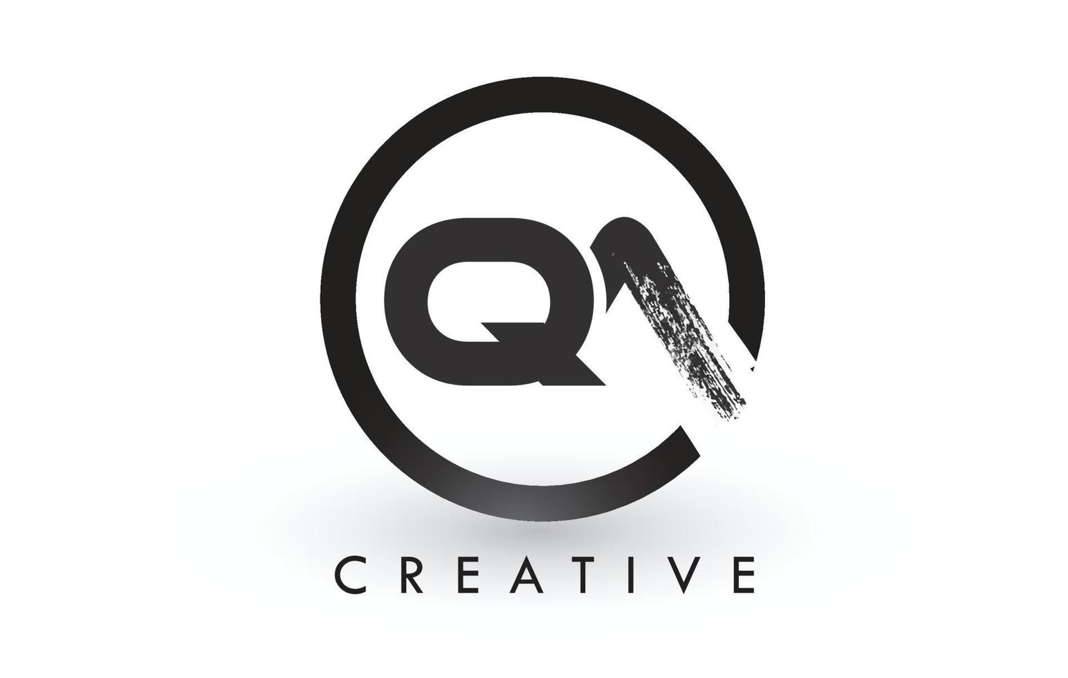 disegno del logo della lettera di pennello qa. logo icona lettere spazzolate creative. vettore