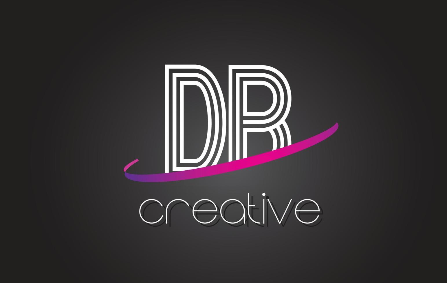 logo della lettera db db con design a linee e swoosh viola. vettore