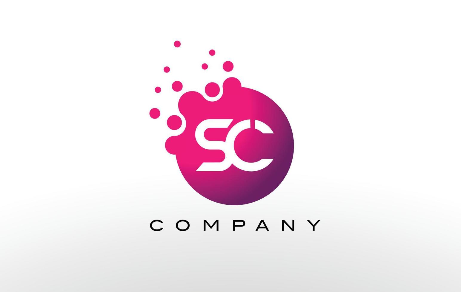 design del logo con punti lettera sc con bolle creative alla moda. vettore