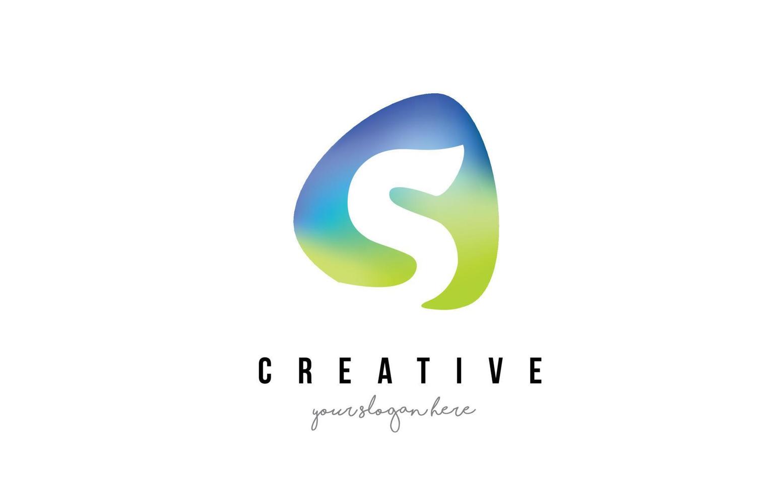 s lettera logo design con forma ovale verde blu. vettore