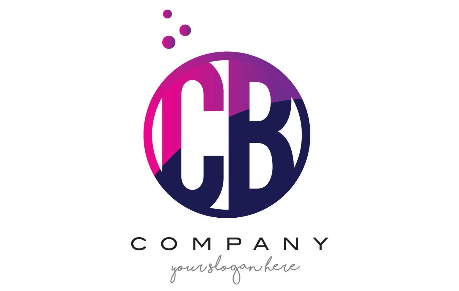 cb cb circle letter logo design con bolle di punti viola vettore