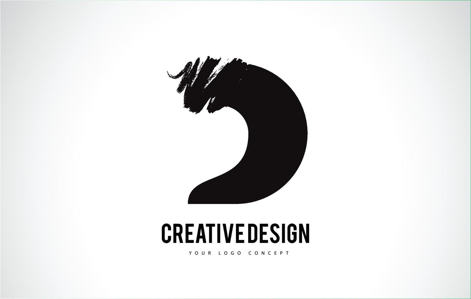 d lettera logo design pennello tratto di vernice. tratto di pennello nero artistico. vettore