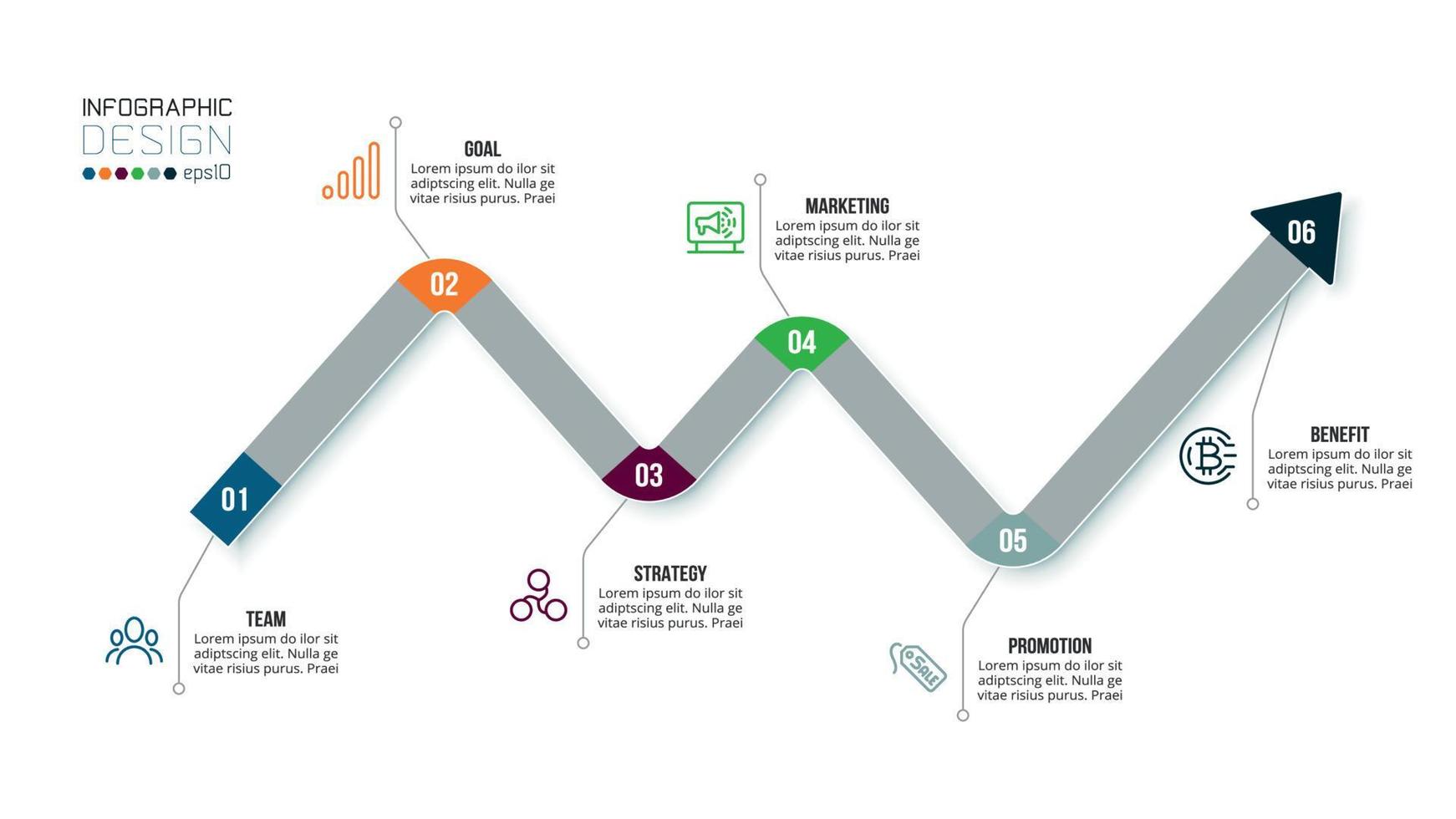 modello di infografica aziendale grafico cronologico. vettore