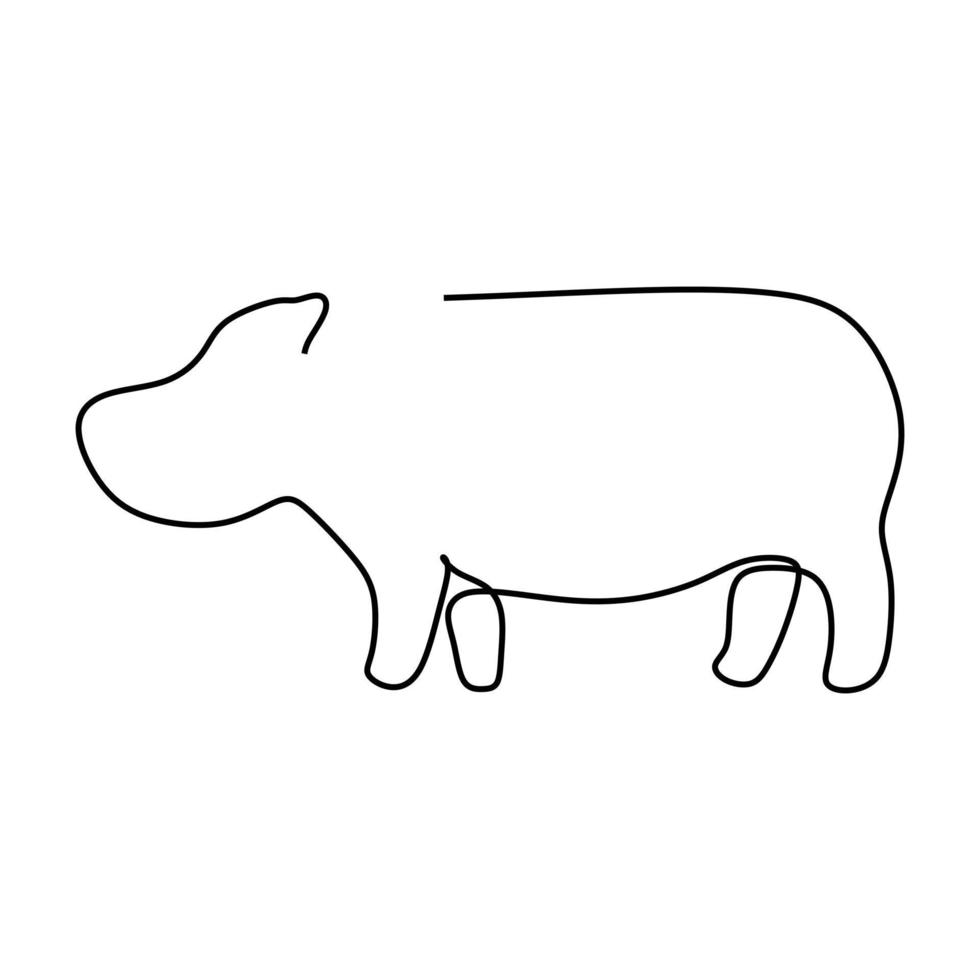 disegno a linea continua grande e carino ippopotamo per l'identità del logo aziendale. enorme concetto di mascotte animale ippopotamo selvatico per lo zoo safari nazionale. illustrazione vettoriale di disegno grafico di disegno grafico di una linea dinamica